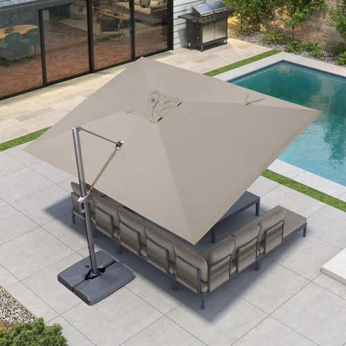 15Ft Double Sided Patio Umbrella with Solar Lights, Outdoor Large Umbrellas with Crank Handle and 36 LED Lights, Rectangular Ma