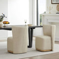 Rolling Upholstered Dining Chairs Set of 2 with Hidden Casters – Oatmeal