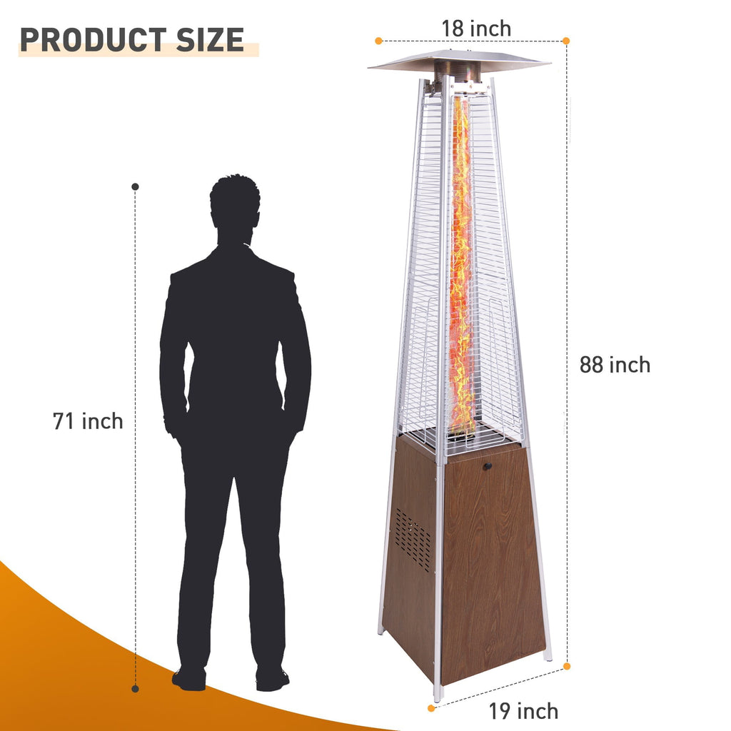 Patio Heater for Outdoor, 48000BTU Pamapic Heater Outside, Quartz Glass Tube Propane Heater with Cover, Commercial Residential Use Garden Poolside Porch, Brown