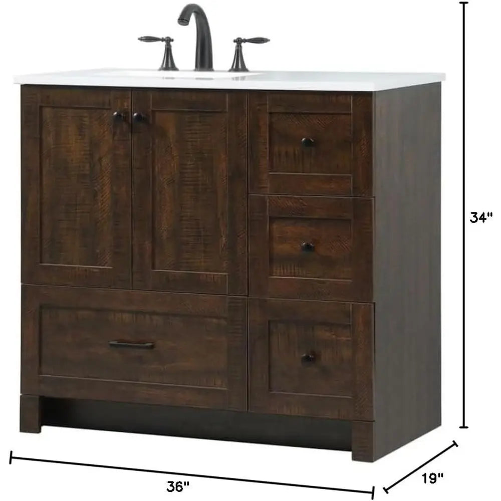 36-Inch Single Sink Bathroom Vanity with Soft-Close Drawers – Ivory White Vanity with Engineered Marble Top