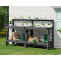 Outdoor 3-Tier Potting Bench with Storage, Angled Legs, and Tool Hooks - Heavy Duty Gardening Table for Patio and Backyard in Gr
