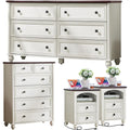 4-Piece Wooden Bedroom Furniture Set: 54 Wide Dresser & 43.5 Tall Chest with 18 Nightstands and Charging Stations