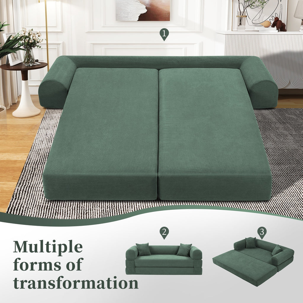 80" Queen Convertible Sofa Bed, No Assembly Modern Boneless Couch Sofa in Box