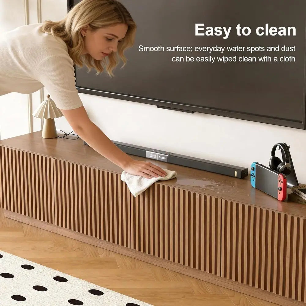 Walnut TV Stand for 85 Inch TVs with Storage Cabinets – Modern Brown Entertainment Center