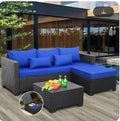 3 Pieces Modern Outdoor Sectional Patio Furniture Set – All-Weather Wicker Sofa with Ottoman & Storage Table