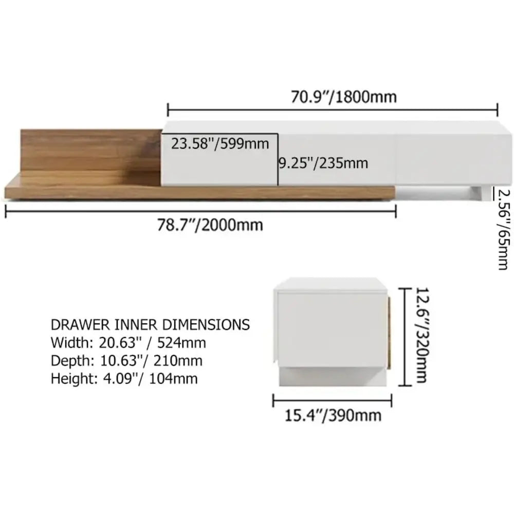 Modern TV Stand Entertainment Center with Shelves – White & Walnut