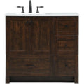 36-Inch Single Sink Bathroom Vanity with Soft-Close Drawers – Ivory White Vanity with Engineered Marble Top