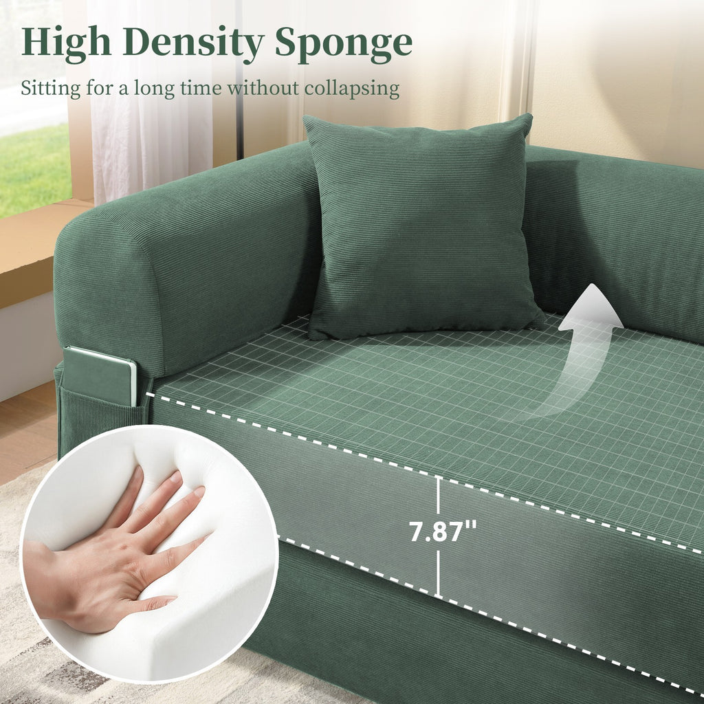 80" Queen Convertible Sofa Bed, No Assembly Modern Boneless Couch Sofa in Box