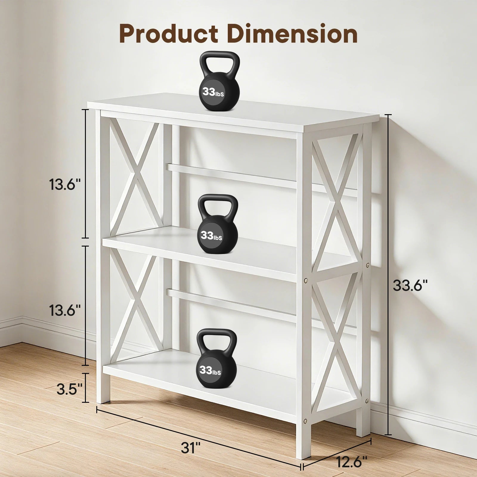 3 Tier Bookshelf Heavy Duty Metal Storage Shelving Unit – Adjustable Wire Rack Organizer