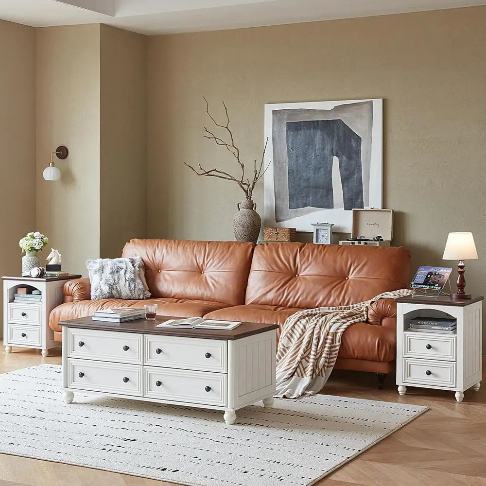 4-Piece Wooden Bedroom Furniture Set: 54 Wide Dresser & 43.5 Tall Chest with 18 Nightstands and Charging Stations