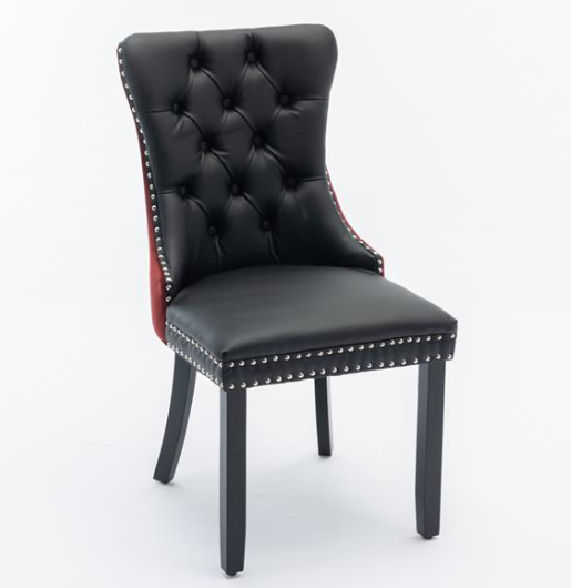 Furniture Collection, Modern High-End Tufted Solid Wood Contemporary PU & Velvet Upholstered Dining Chair-2 Piece Set