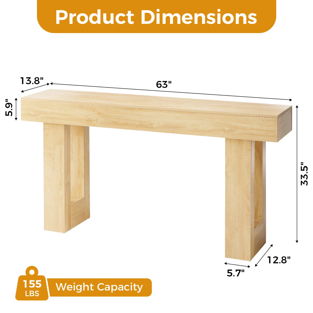 Farmhouse Console Table – 63 Inch Wooden Entryway & Sofa Table