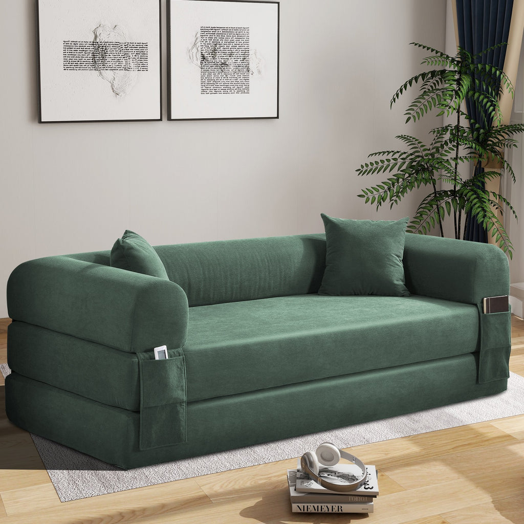80" Queen Convertible Sofa Bed, No Assembly Modern Boneless Couch Sofa in Box