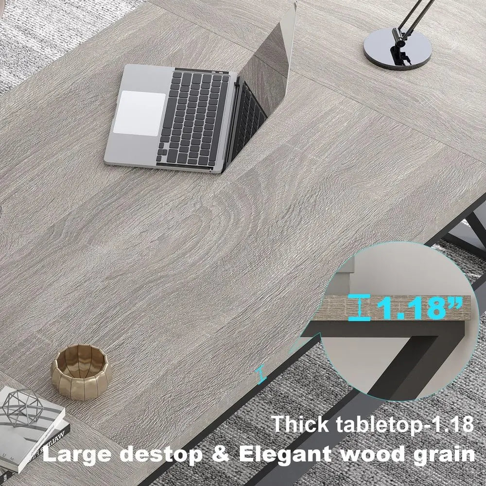 Large Industrial Double Workstation Desk for Two – Light Grey Oak