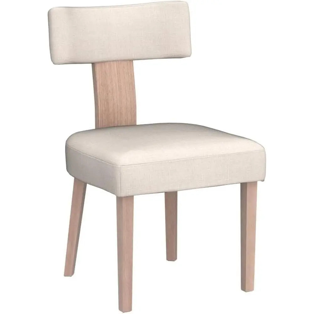 Linen Upholstered Dining Chairs Set of 6 – Beige Curved Back Accent Chairs with Hardwood Legs, Mid-Century Modern