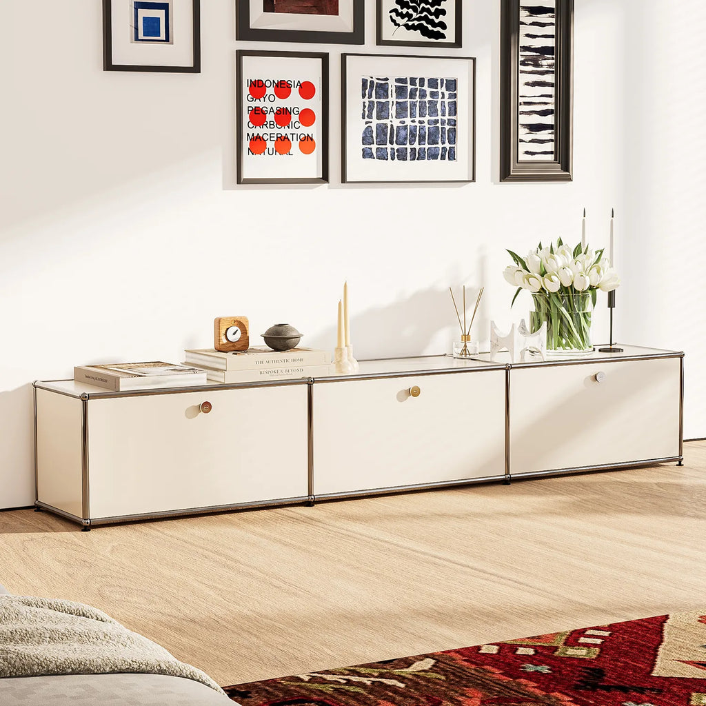 Modular Storage Cabinet – Modern Metal Sideboard Organizer with Shelves