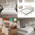 Airframe King Size Bed Frame with Ergonomic Angled Foam Cushioned Headboard, Minimalist Design Platform Bed Frame, No Box Sprin