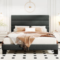 Bed Frame with Headboard, Fabric Platform Bed, Strong Wood Slats Support Panel Bed Mattress Foundation Allewie