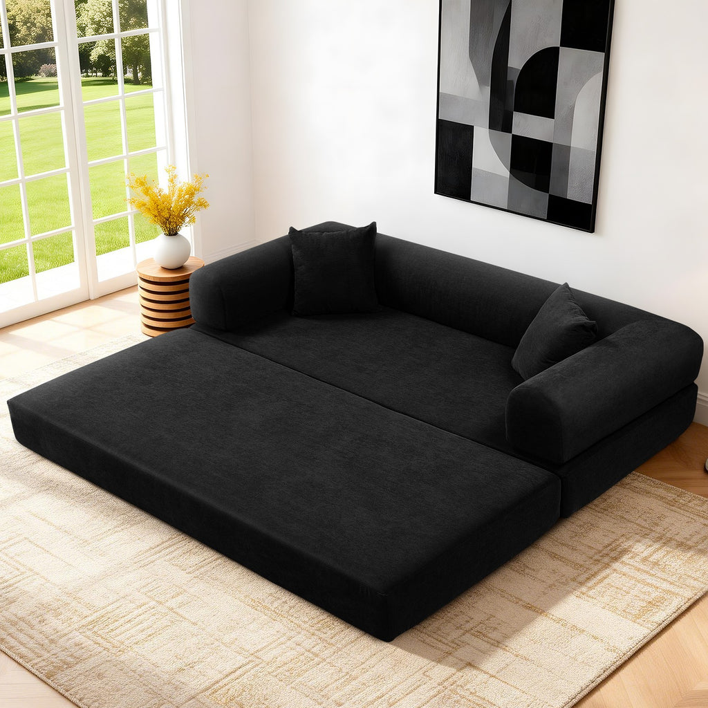 80" Queen Convertible Sofa Bed, No Assembly Modern Boneless Couch Sofa in Box