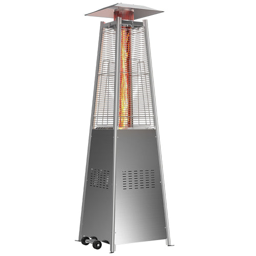 42000 BTU Outdoor Propane Patio Heater Tower with Wheels, Stainless Steel