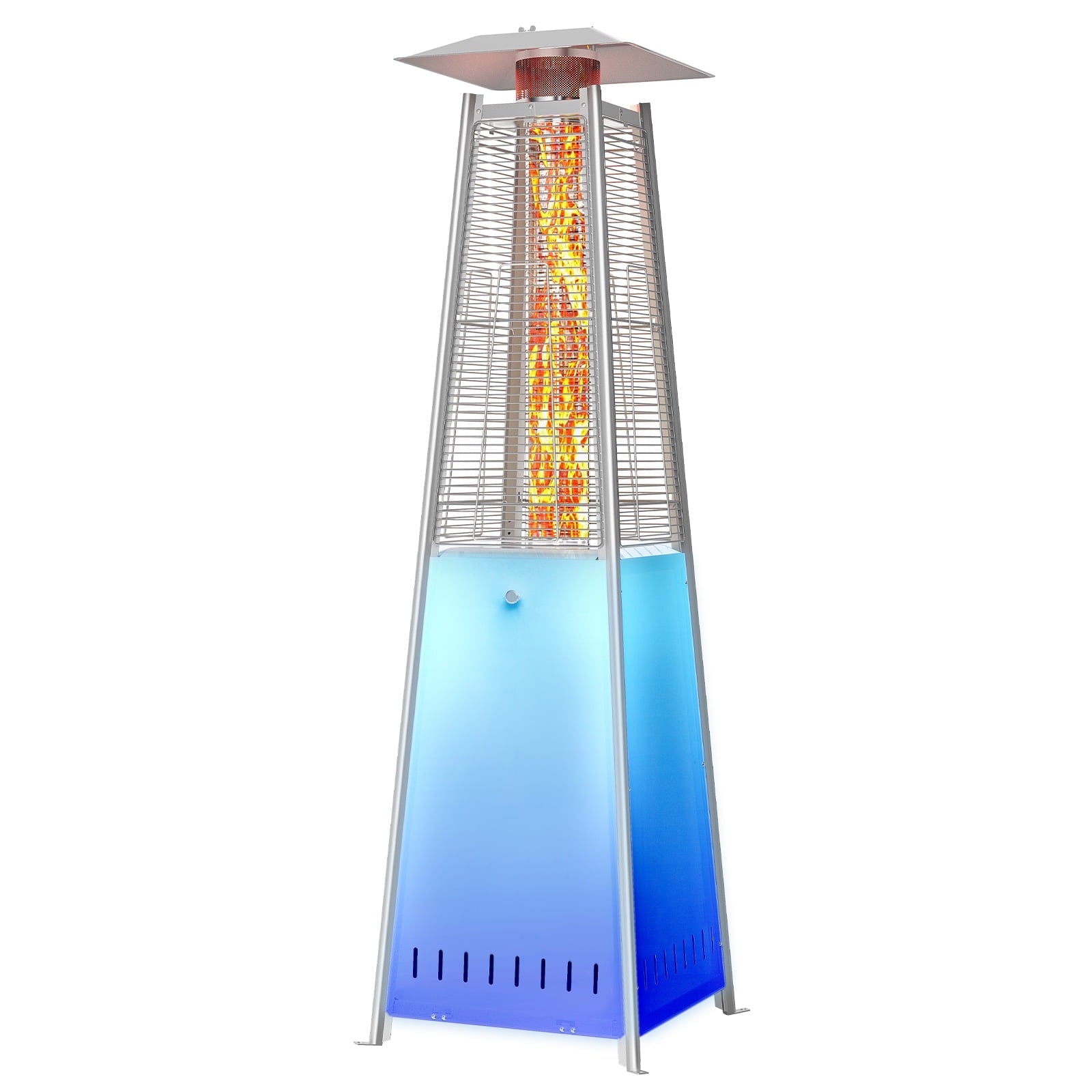 42000 BTU Outdoor Propane Patio Heater Tower with Wheels, Stainless Steel