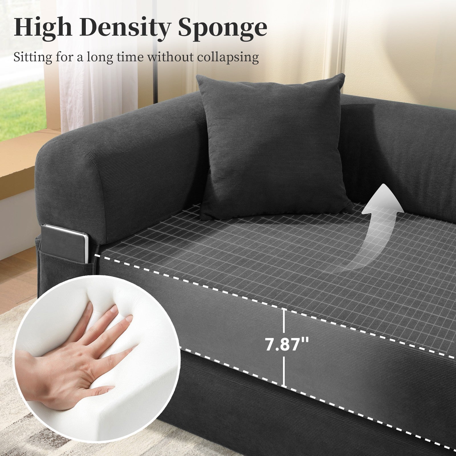 80" Queen Convertible Sofa Bed, No Assembly Modern Boneless Couch Sofa in Box