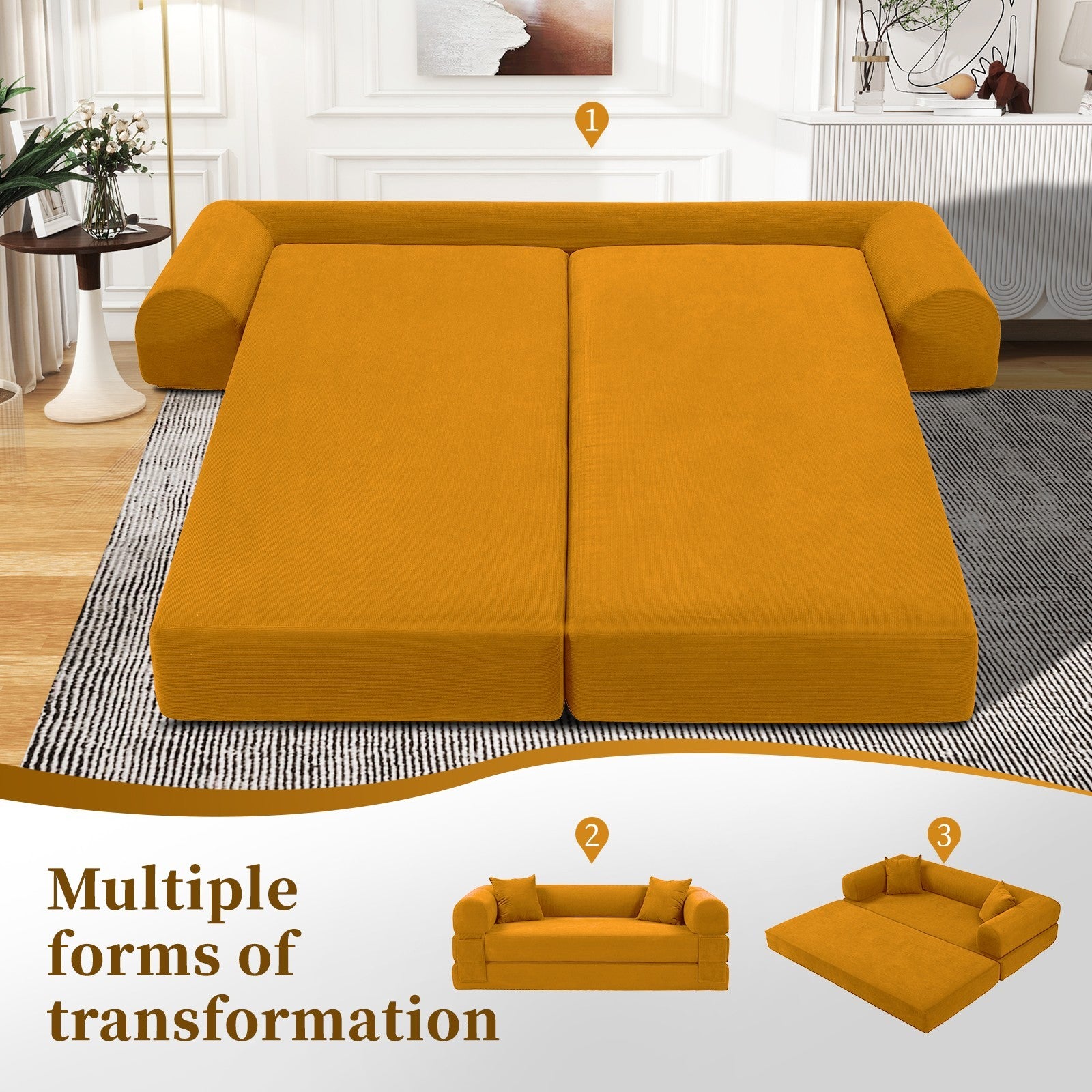 80" Queen Convertible Sofa Bed, No Assembly Modern Boneless Couch Sofa in Box