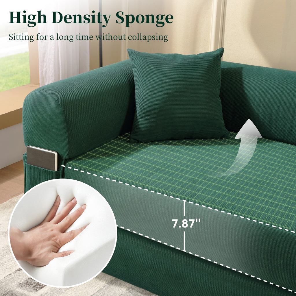 80" Queen Convertible Sofa Bed, No Assembly Modern Boneless Couch Sofa in Box