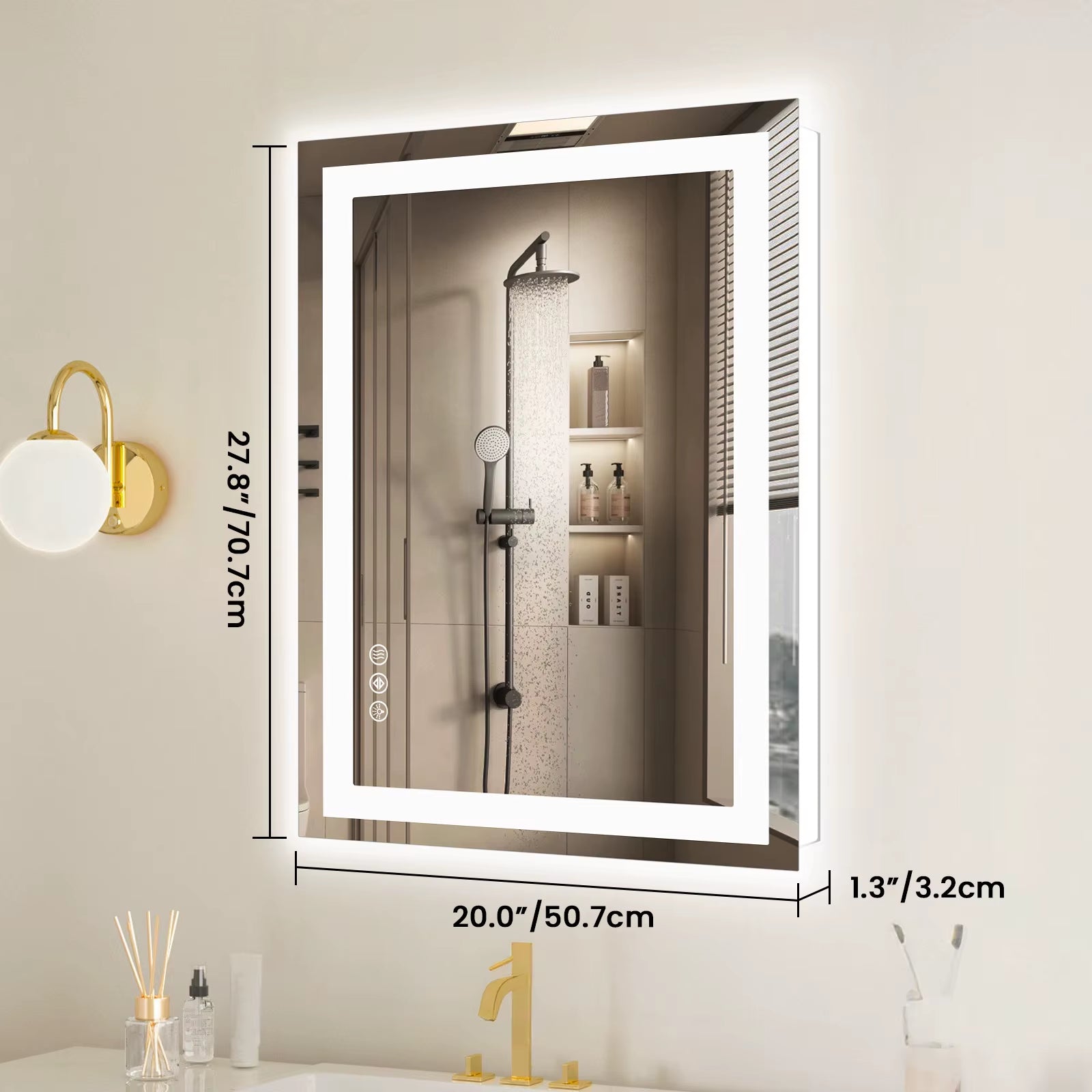 LED Bathroom Mirror with Anti-Fog & Adjustable Lighting – Dimmable Vanity Mirror