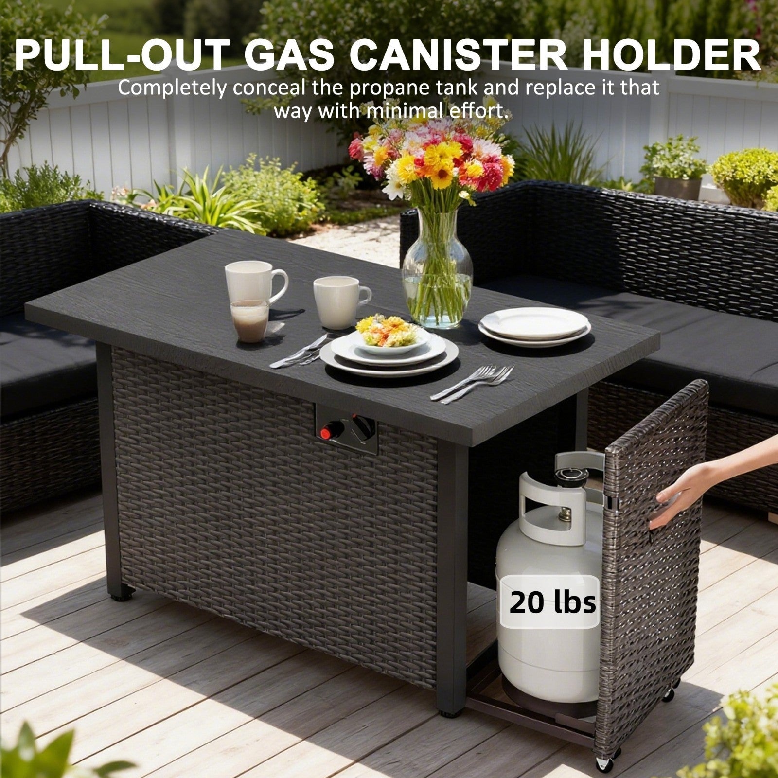 42" Gas Fire Pit Table, 50,000 BTU Propane Fire Pits for Outside