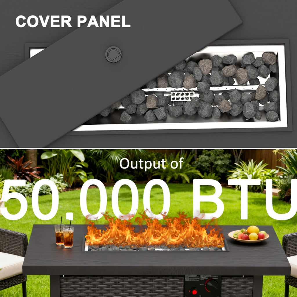 42" Gas Fire Pit Table, 50,000 BTU Propane Fire Pits for Outside